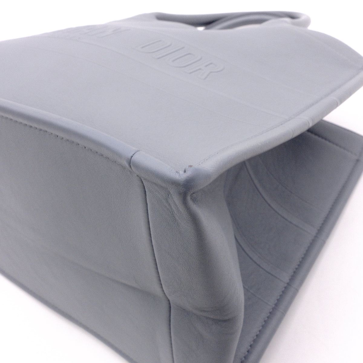 DIOR Book Tote Medium Tote Bag, Leather, Blue-Gray, Shoulder Strap, CD Logo