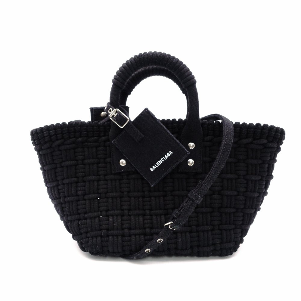 BALENCIAGA Basket Bistro XS Handbag Cotton Black