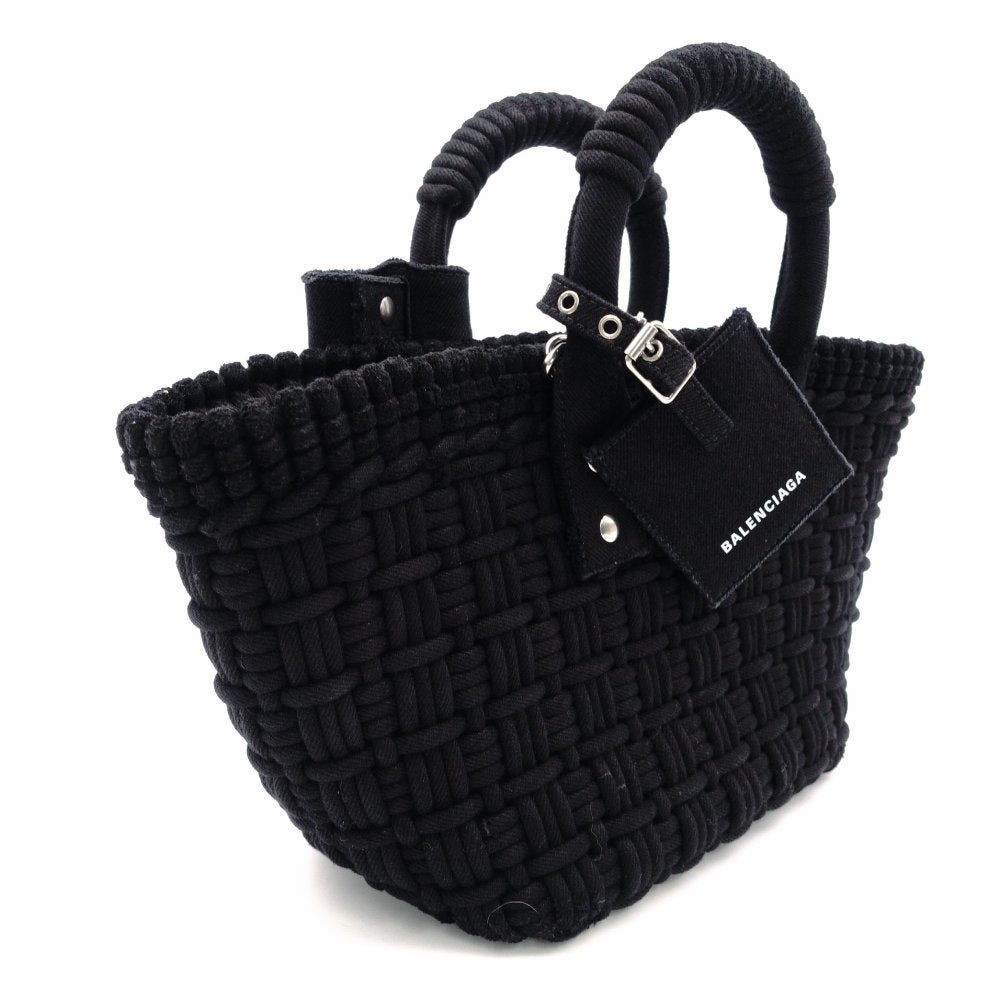 BALENCIAGA Basket Bistro XS Handbag Cotton Black