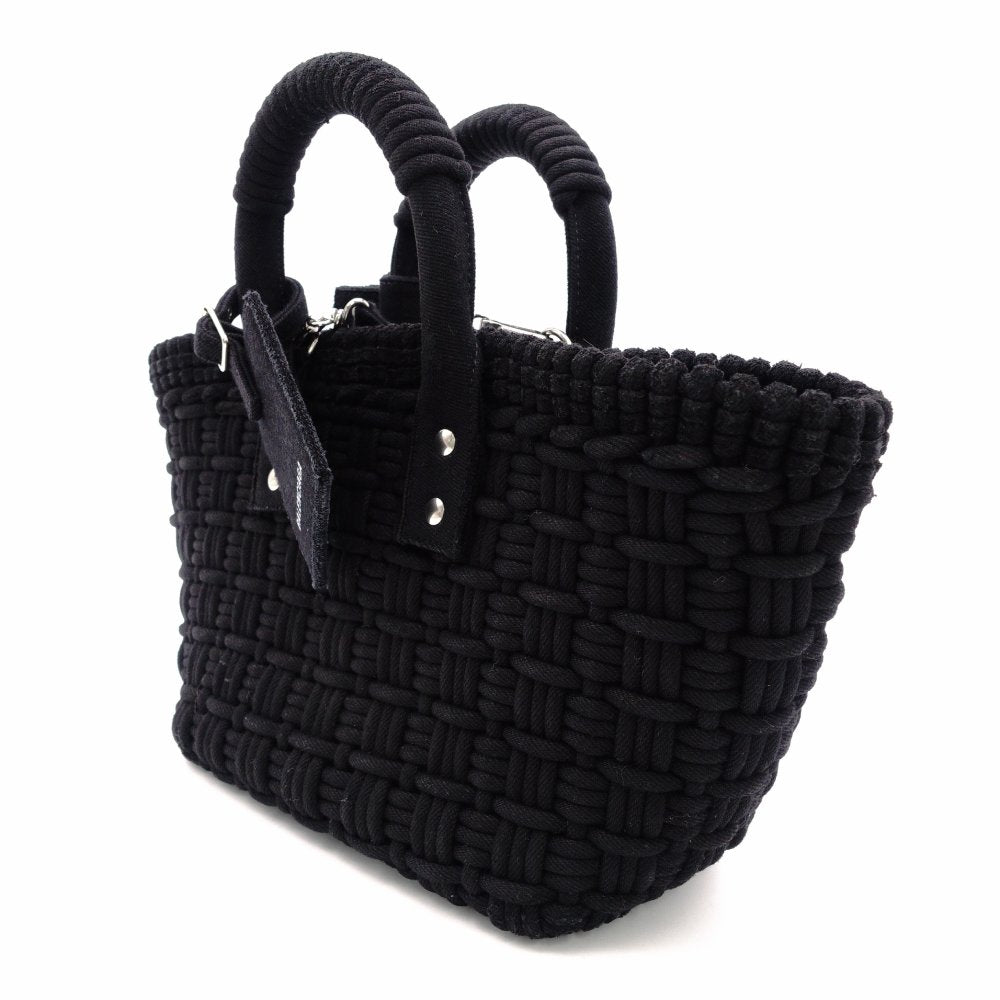 BALENCIAGA Basket Bistro XS Handbag Cotton Black