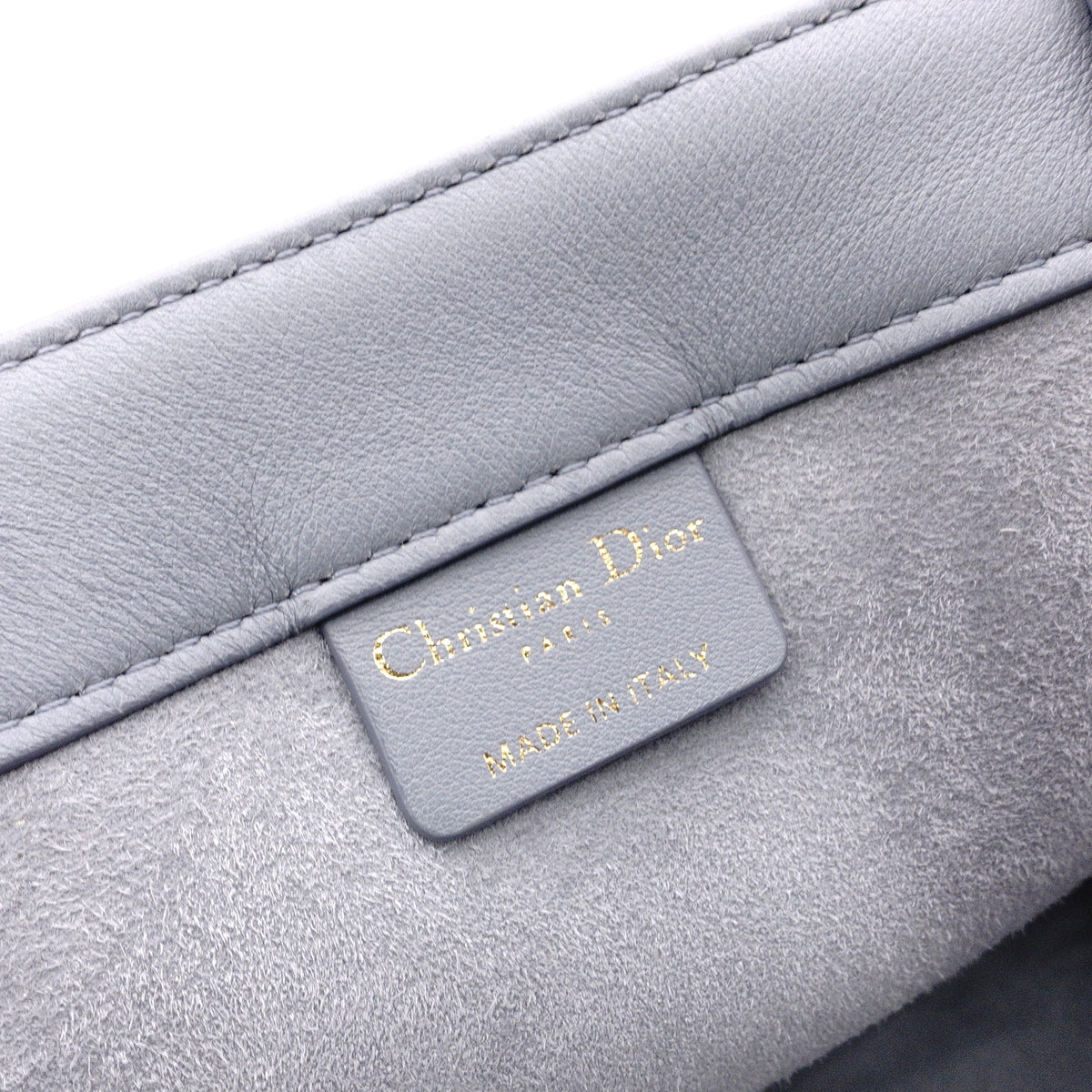 DIOR Book Tote Medium Tote Bag, Leather, Blue-Gray, Shoulder Strap, CD Logo