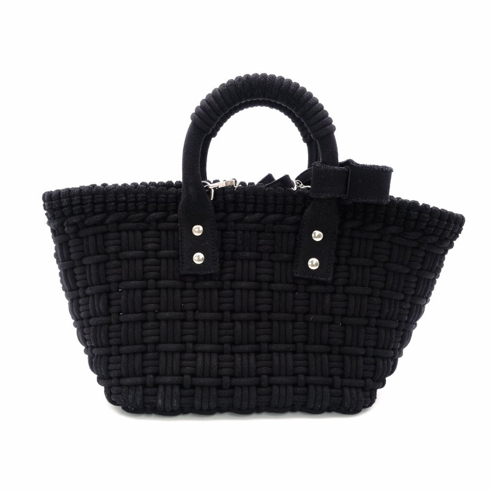 BALENCIAGA Basket Bistro XS Handbag Cotton Black