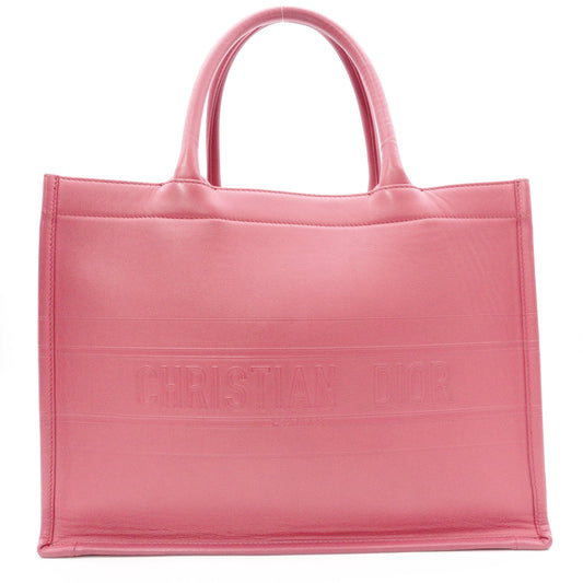 DIOR Book Tote Medium Tote Bag, Leather, Pink, Women's, CD Logo, Shoulder Strap