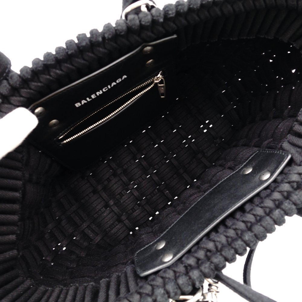 BALENCIAGA Basket Bistro XS Handbag Cotton Black