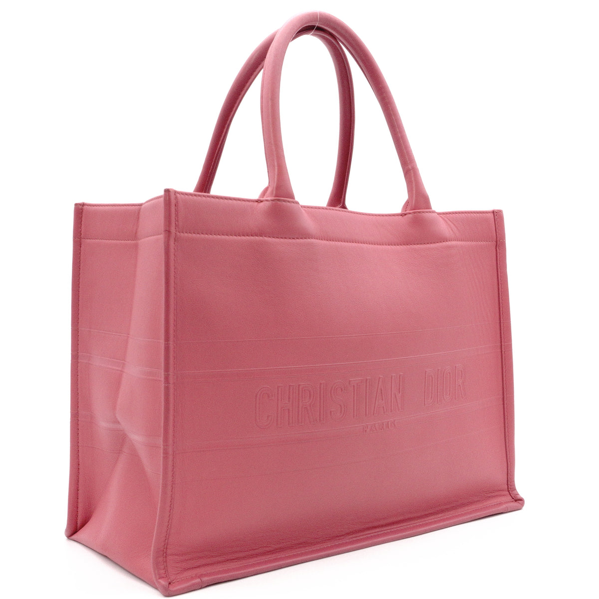 DIOR Book Tote Medium Tote Bag, Leather, Pink, Women's, CD Logo, Shoulder Strap