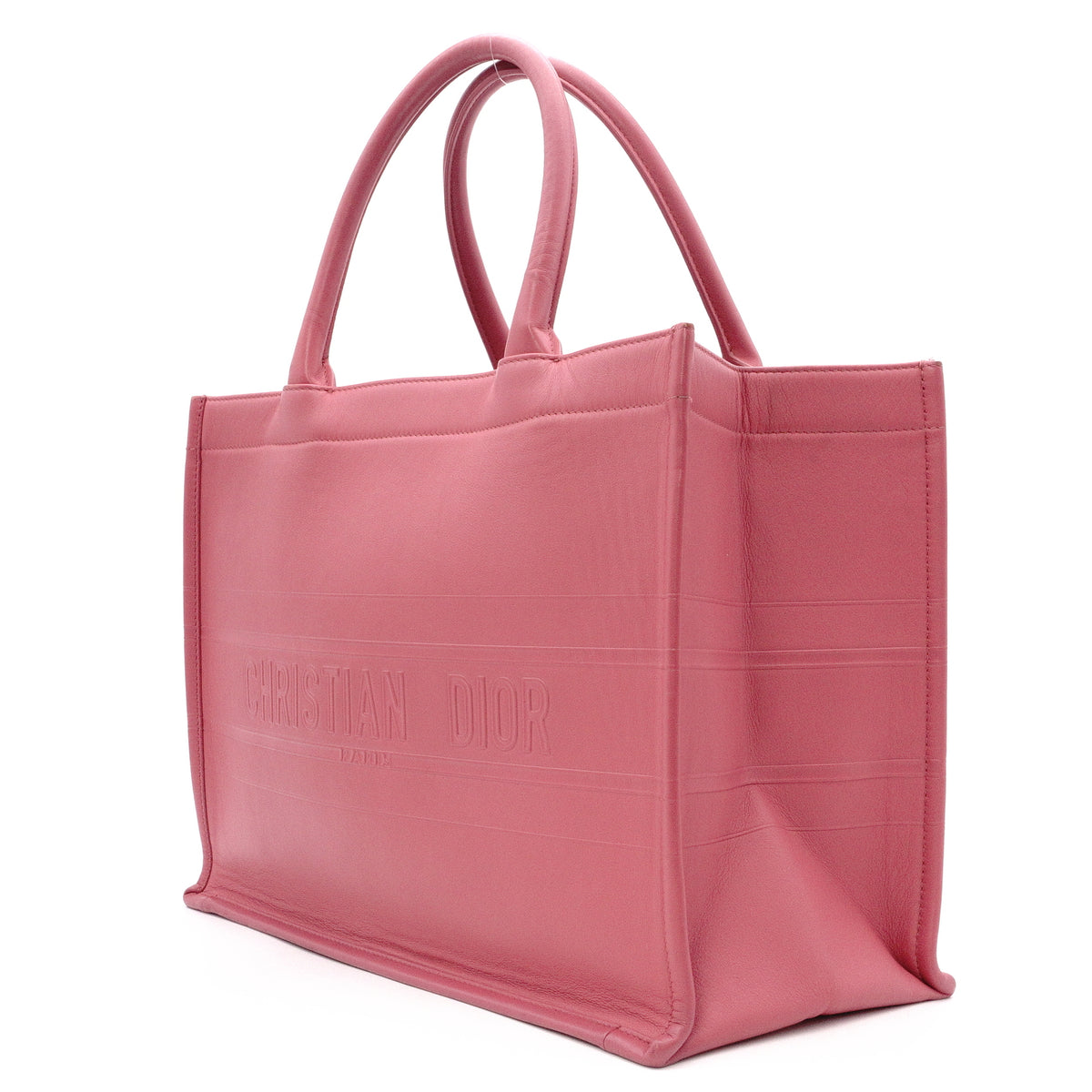 DIOR Book Tote Medium Tote Bag, Leather, Pink, Women's, CD Logo, Shoulder Strap