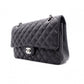 CHANEL Caviar Skin W-Flap Classic Matelassé Shoulder Bag, Leather, Black, Silver Hardware