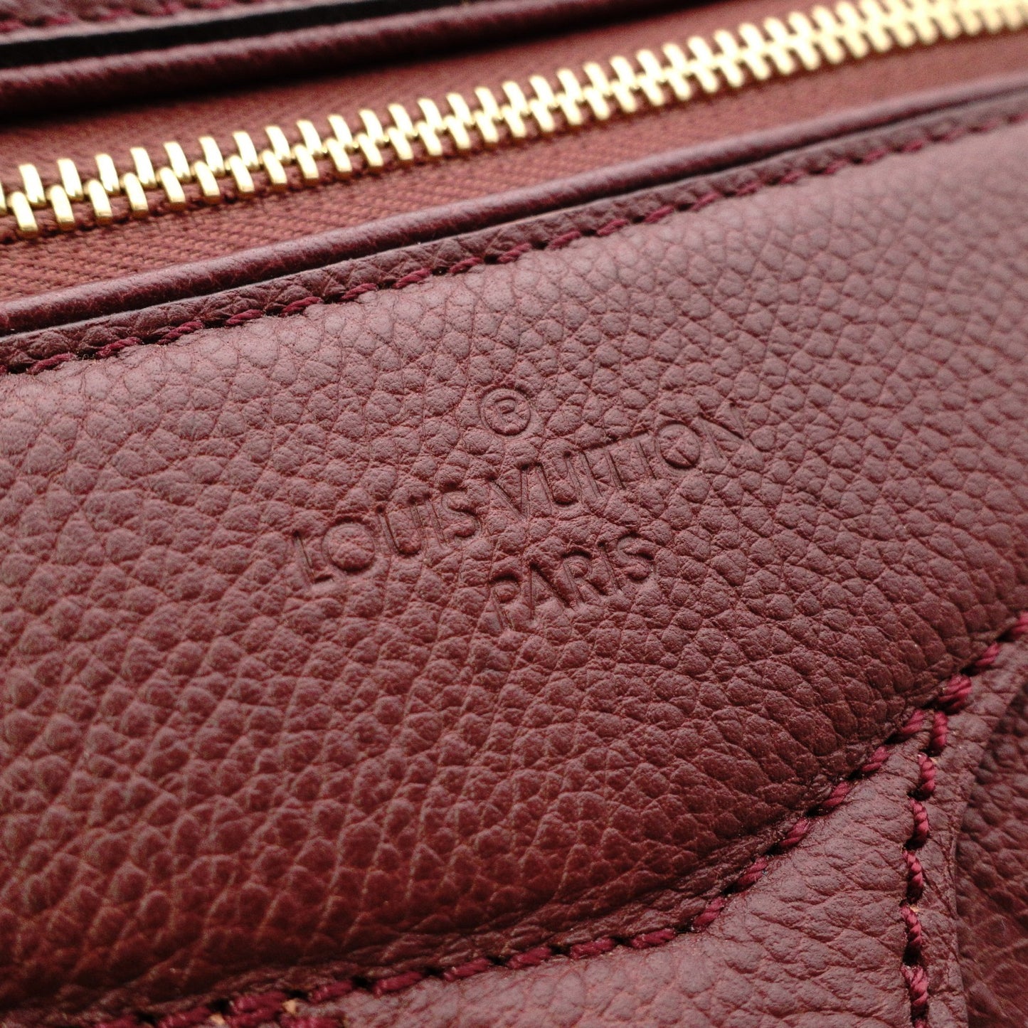 LOUIS VUITTON Monogram Implant Shoulder Bag, Leather, Bordeaux, 2-Way