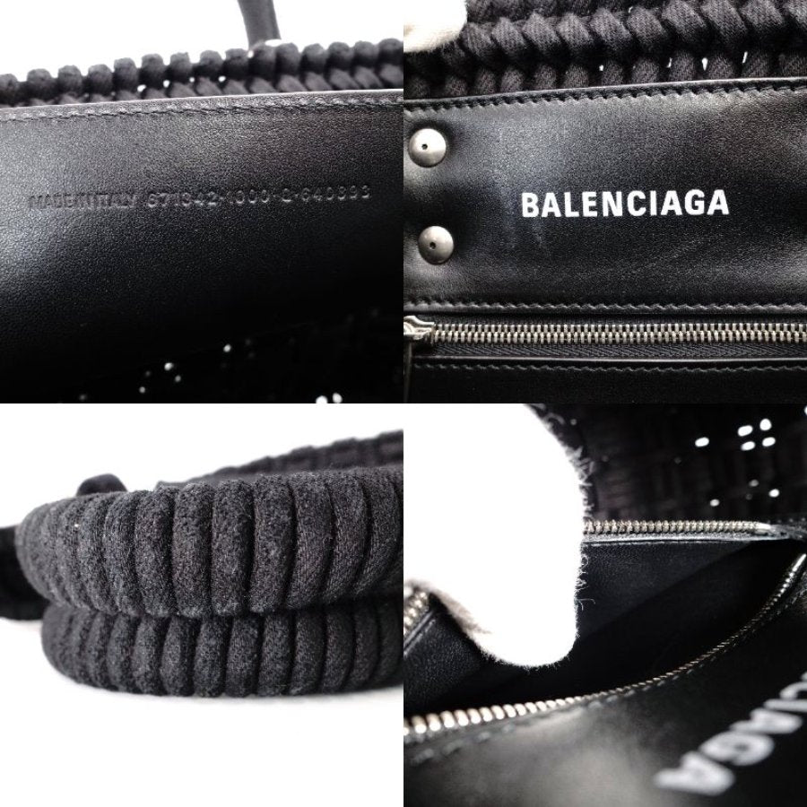BALENCIAGA Basket Bistro XS Handbag Cotton Black