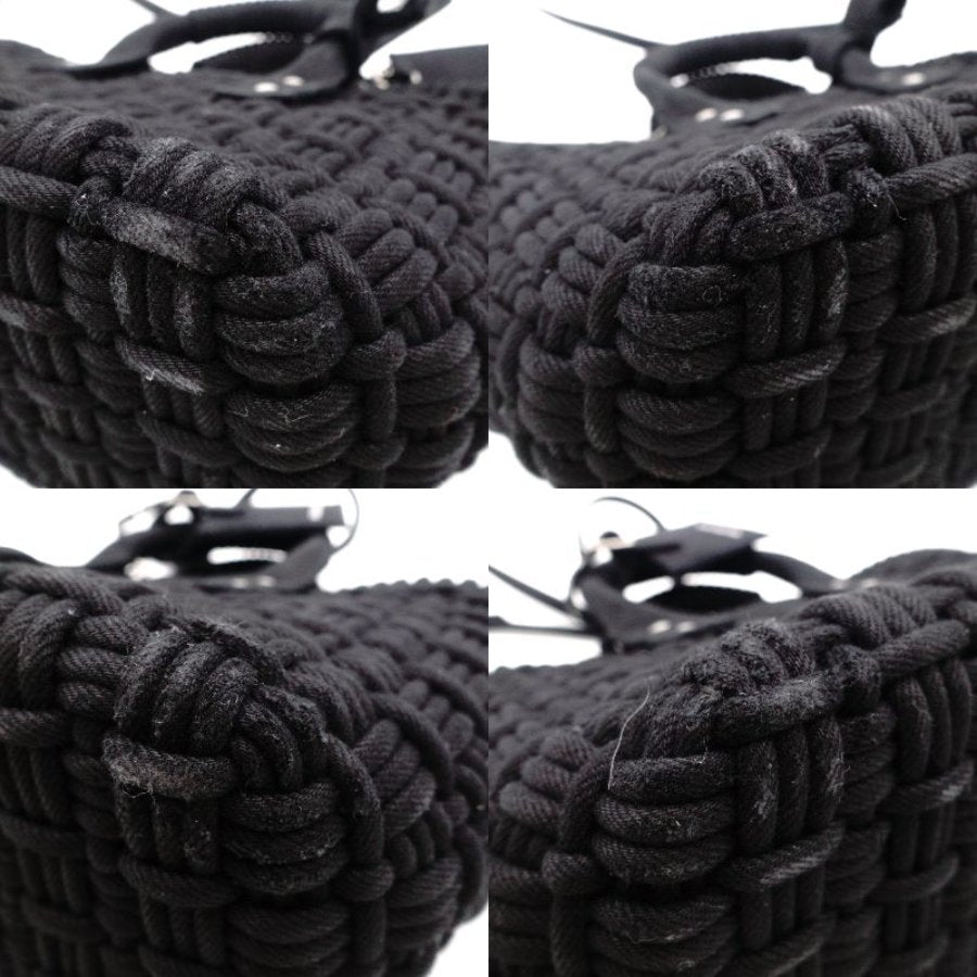 BALENCIAGA Basket Bistro XS Handbag Cotton Black
