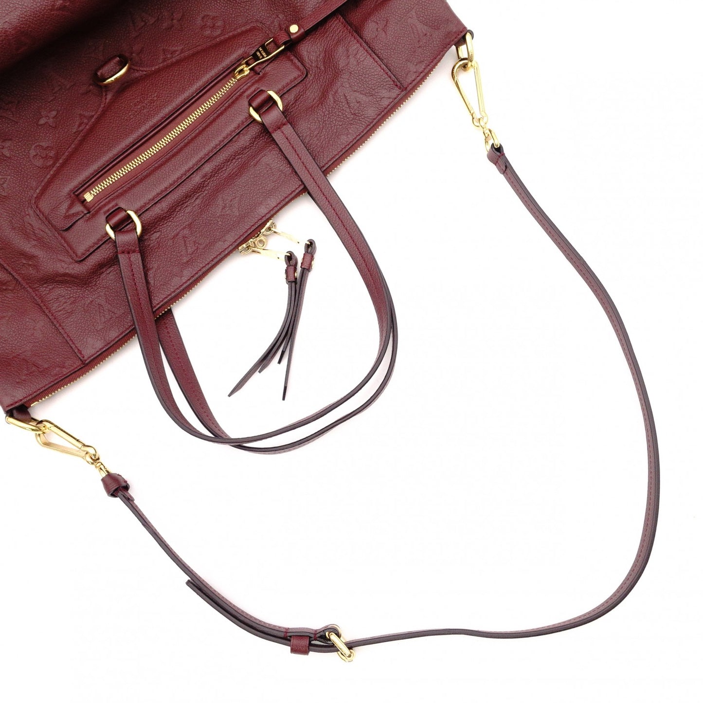 LOUIS VUITTON Monogram Implant Shoulder Bag, Leather, Bordeaux, 2-Way
