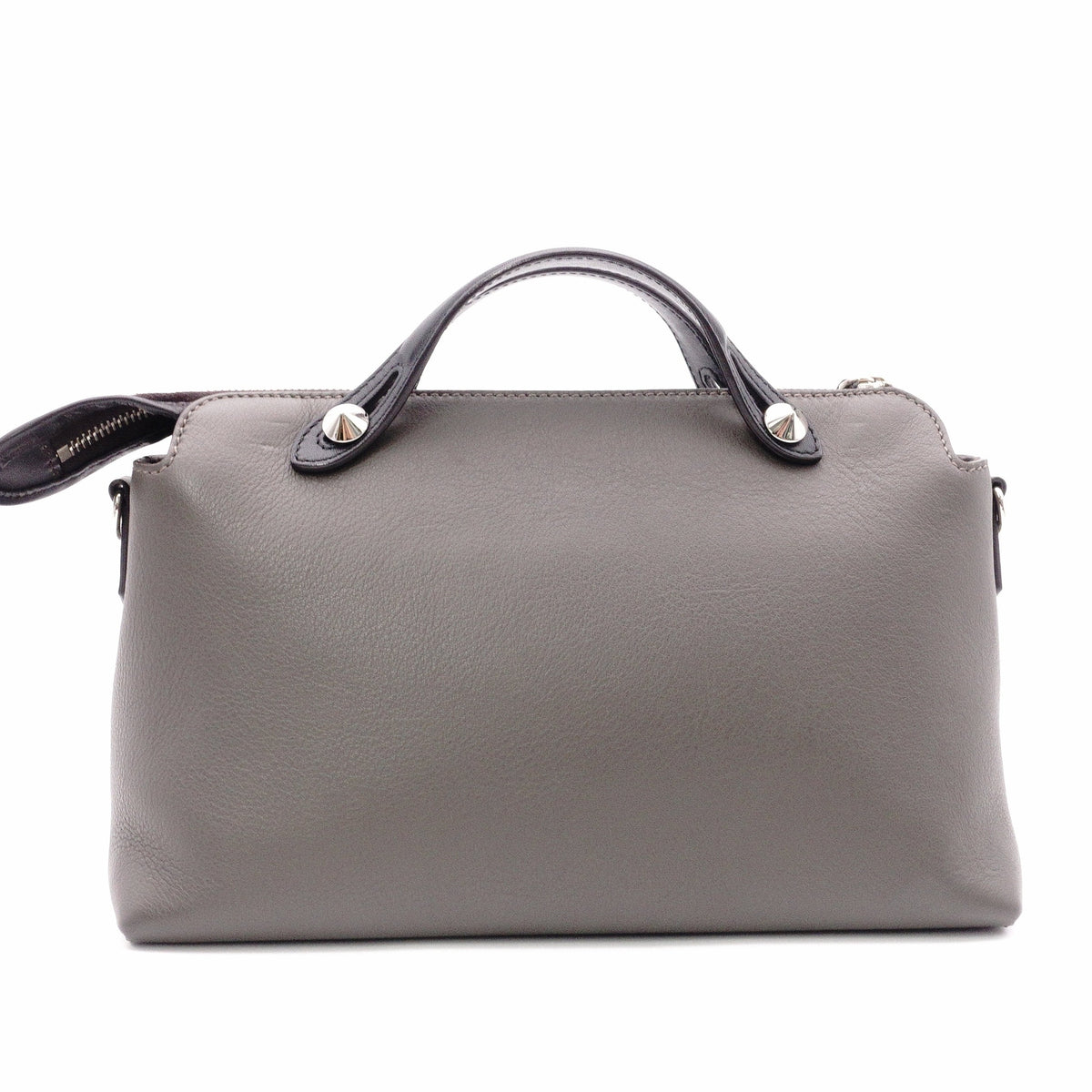 FENDI By the Way Handbag, Leather, Gray, Women's, 2-Way Crossbody, Silver Hardware