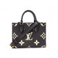 LOUIS VUITTON OTG PM Monogram Implant Handbag, Leather, Black, 2-Way Crossbody
