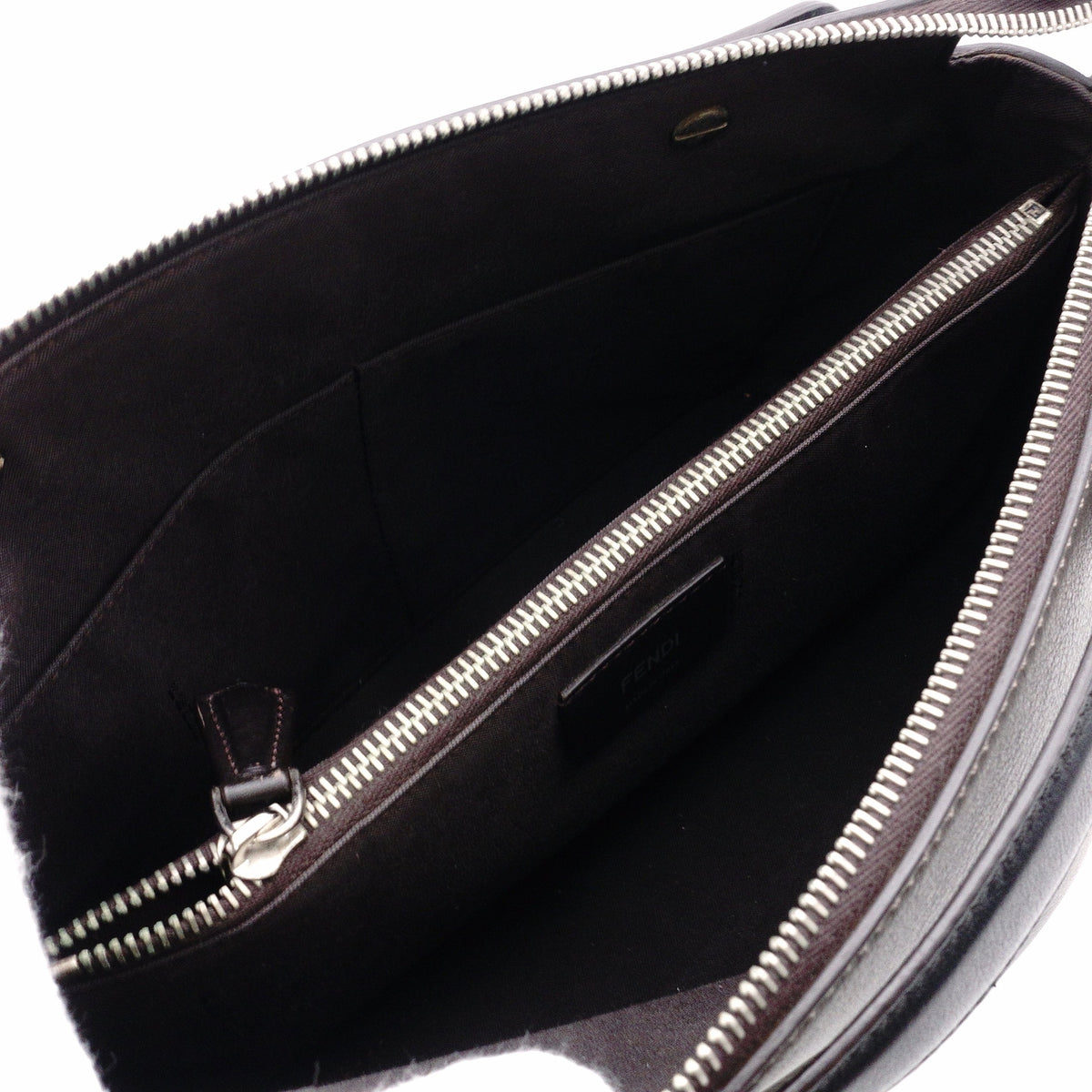 FENDI By the Way Handbag, Leather, Gray, Women's, 2-Way Crossbody, Silver Hardware