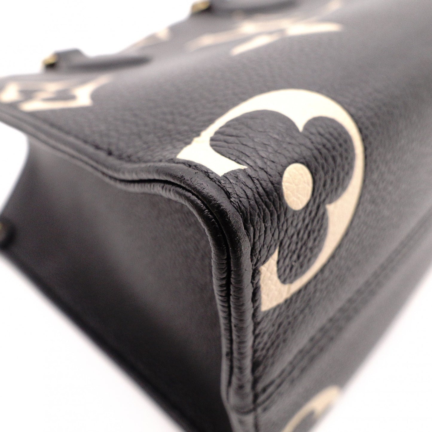 LOUIS VUITTON OTG PM Monogram Implant Handbag, Leather, Black, 2-Way Crossbody