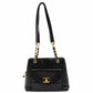CHANEL Shoulder Bag Leather Black Women's Black Gold Hardware