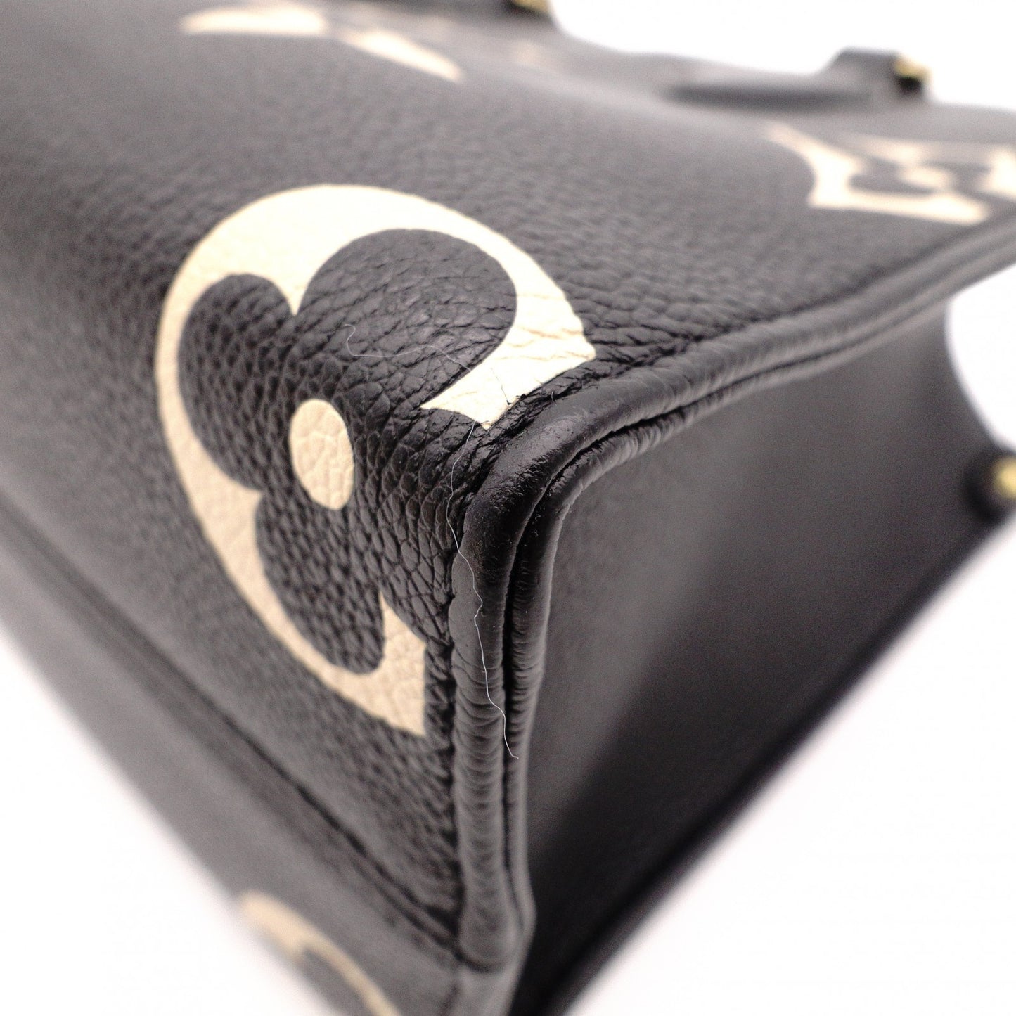 LOUIS VUITTON OTG PM Monogram Implant Handbag, Leather, Black, 2-Way Crossbody