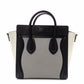 CELINE Luggage Nano Shopper Handbag, Leather, Greenish Gray, 2-Way, Black, Crossbody