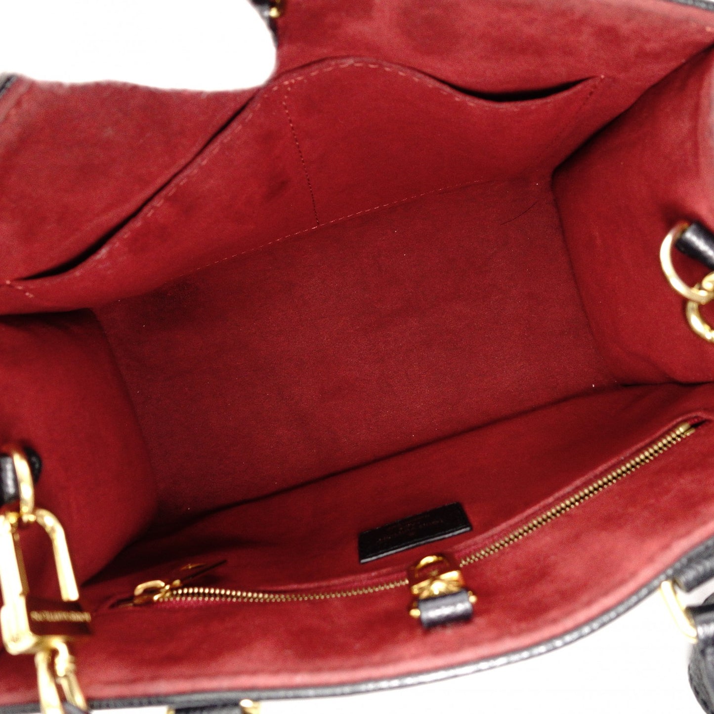 LOUIS VUITTON OTG PM Monogram Implant Handbag, Leather, Black, 2-Way Crossbody