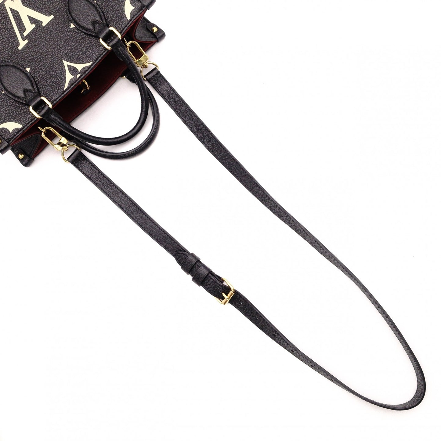 LOUIS VUITTON OTG PM Monogram Implant Handbag, Leather, Black, 2-Way Crossbody