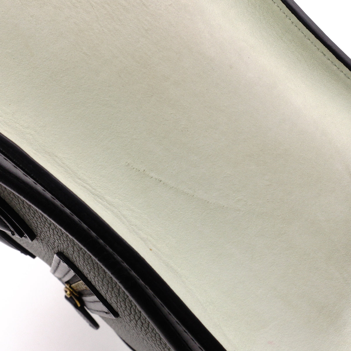 CELINE Luggage Nano Shopper Handbag, Leather, Greenish Gray, 2-Way, Black, Crossbody