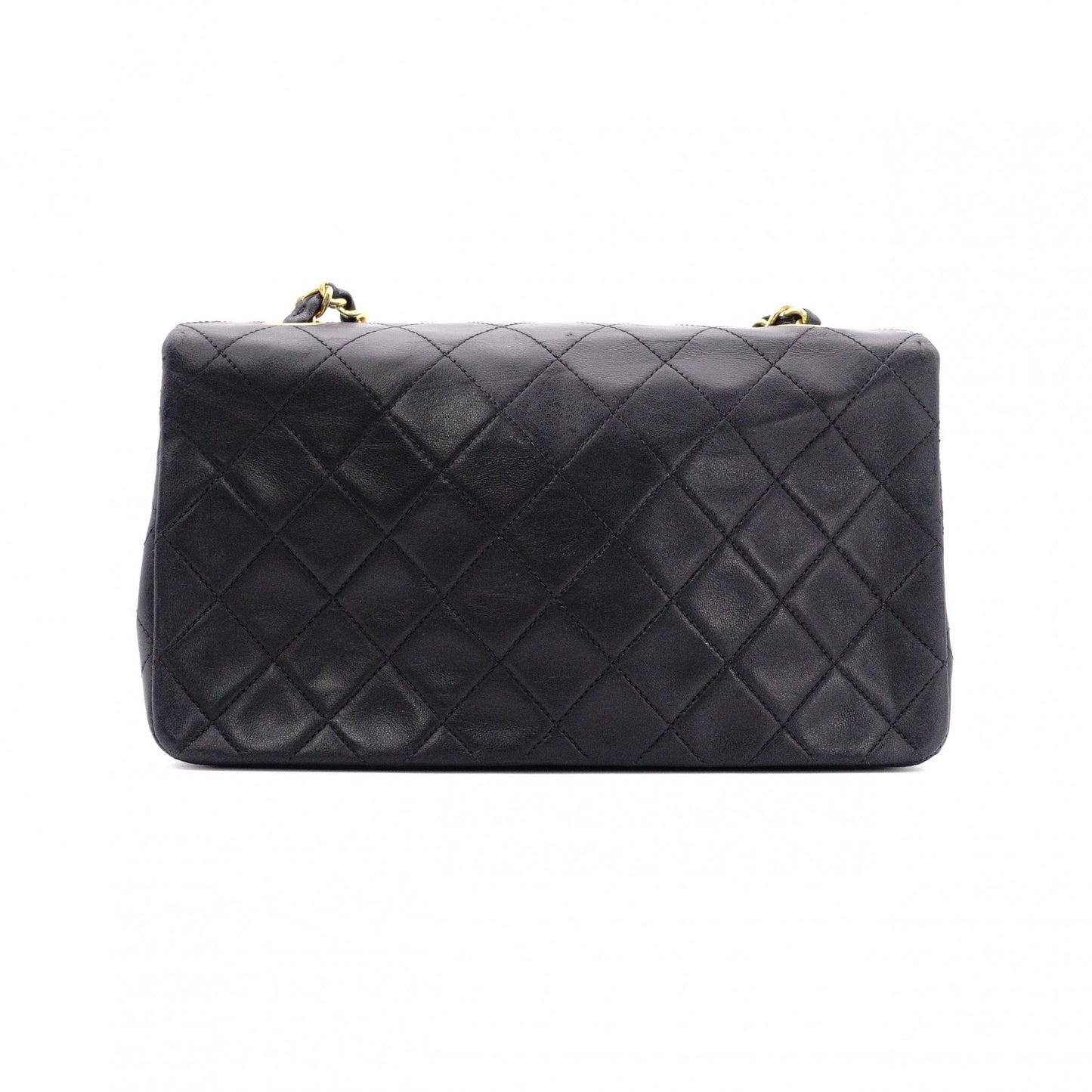 CHANEL Lambskin Single-Flap Classic Matelassé Shoulder Bag, Leather, Black with Gold Hardware