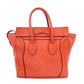 CELINE Luggage Micro Shopper Handbag, Leather, Orange, Tote Bag