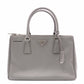 PRADA Galleria Handbag, Leather, Gray, Women's, 2-Way Crossbody, Silver Hardware, Triangle Logo