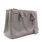 PRADA Galleria Handbag, Leather, Gray, Women's, 2-Way Crossbody, Silver Hardware, Triangle Logo
