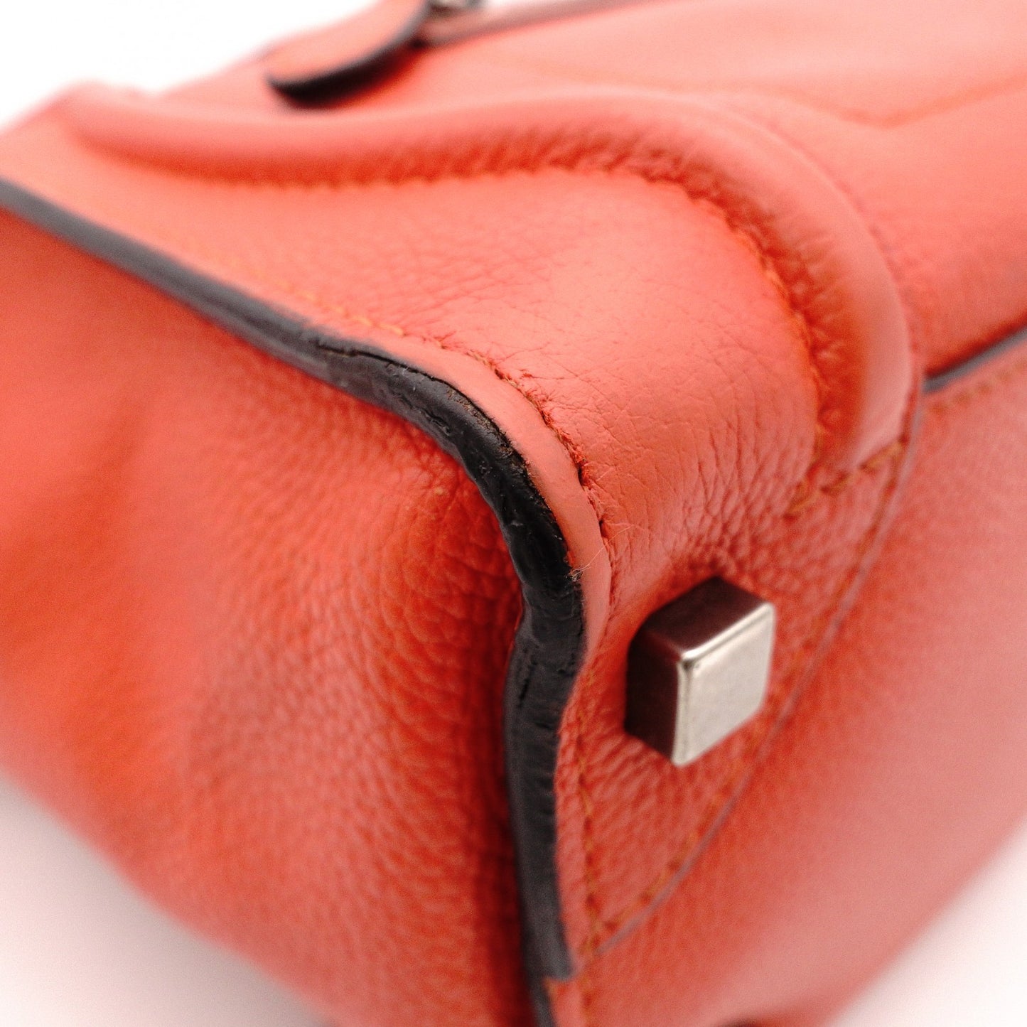 CELINE Luggage Micro Shopper Handbag, Leather, Orange, Tote Bag