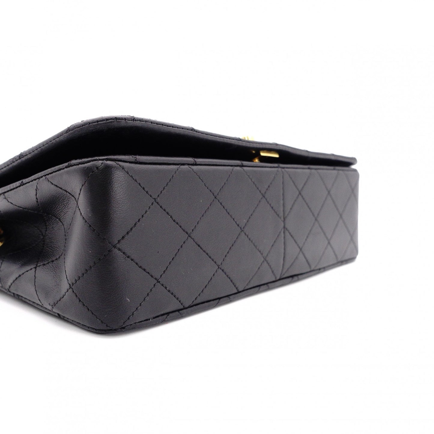 CHANEL Lambskin Single-Flap Classic Matelassé Shoulder Bag, Leather, Black with Gold Hardware