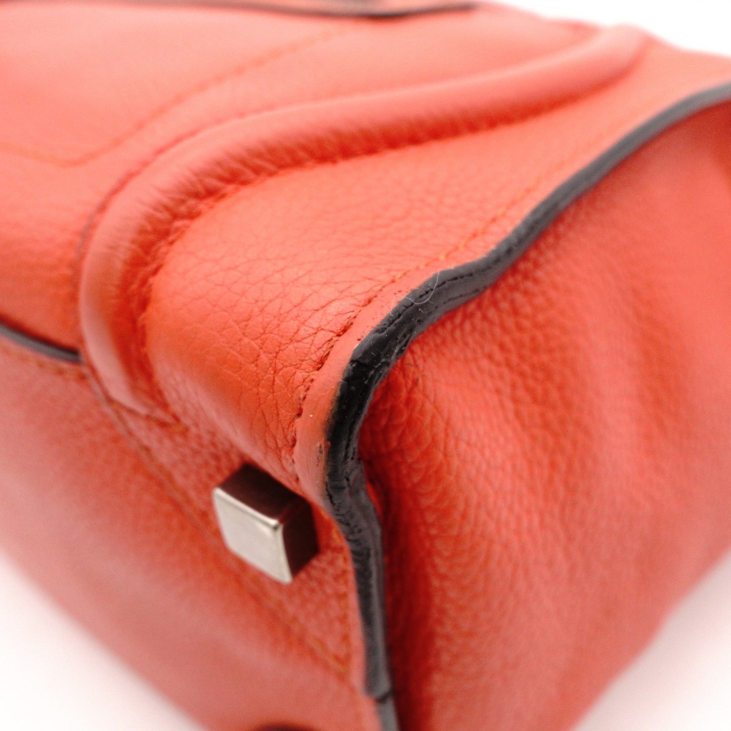 CELINE Luggage Micro Shopper Handbag, Leather, Orange, Tote Bag