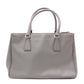 PRADA Galleria Handbag, Leather, Gray, Women's, 2-Way Crossbody, Silver Hardware, Triangle Logo