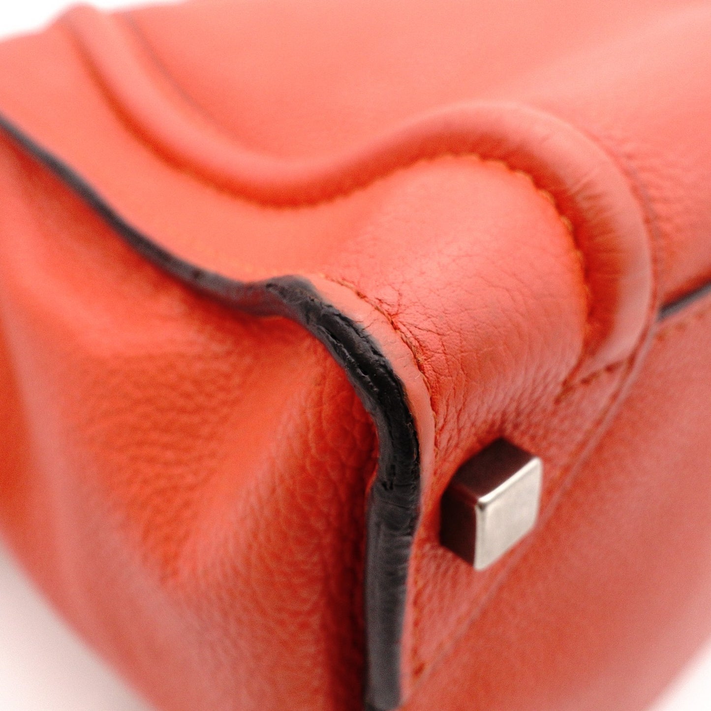 CELINE Luggage Micro Shopper Handbag, Leather, Orange, Tote Bag