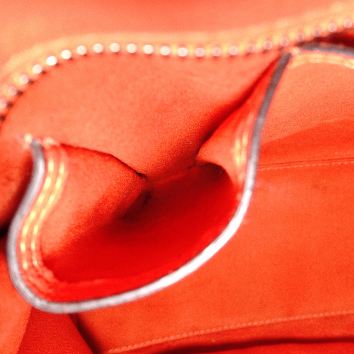CELINE Luggage Micro Shopper Handbag, Leather, Orange, Tote Bag
