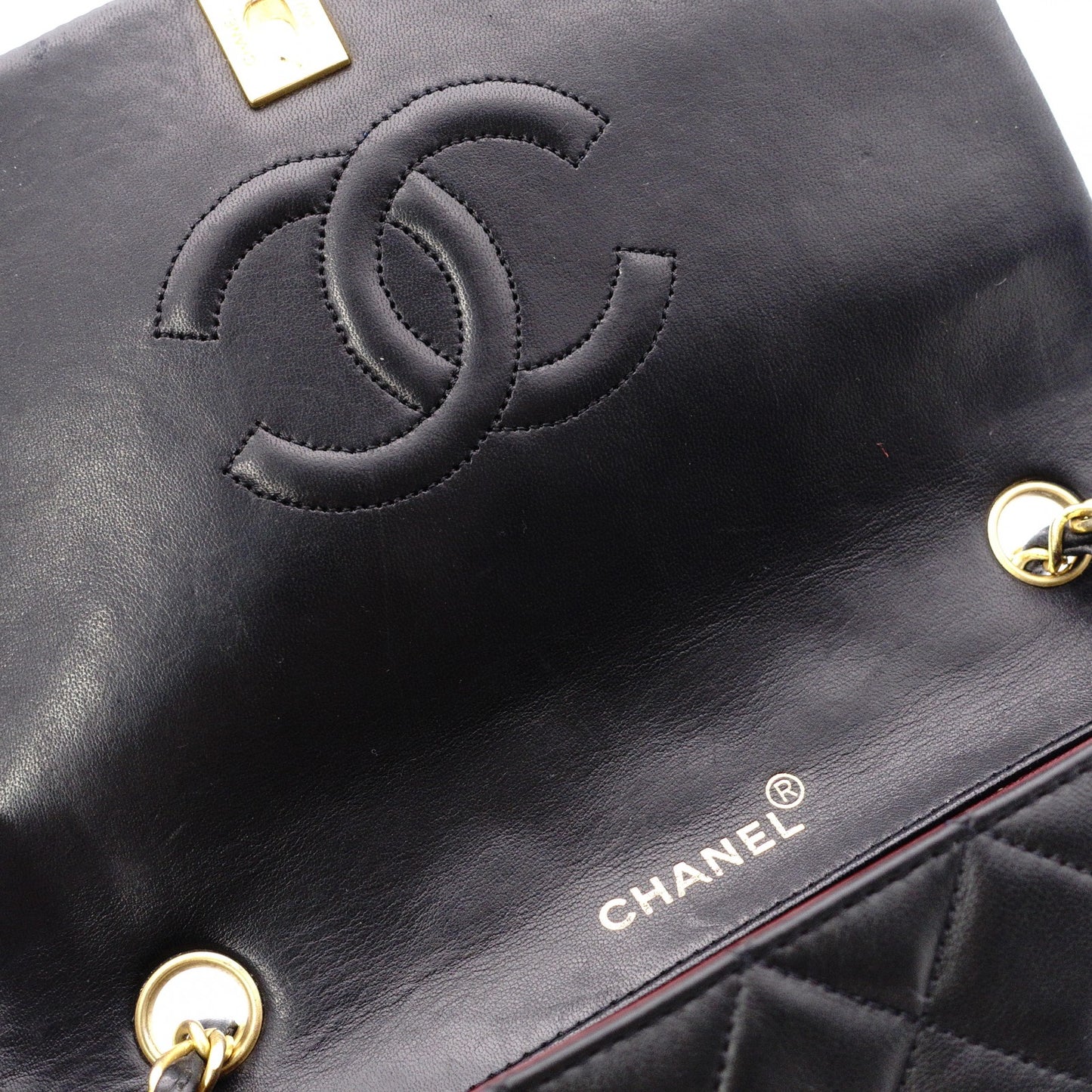 CHANEL Lambskin Single-Flap Classic Matelassé Shoulder Bag, Leather, Black with Gold Hardware
