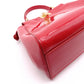FENDI Peekaboo Mini Handbag, Patent Leather, Red, Women's, 2-Way, Red, Gold Hardware, Crossbody
