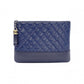 CHANEL Lambskin Gabrielle Matelassé Clutch Bag, Leather, Navy Blue