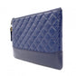 CHANEL Lambskin Gabrielle Matelassé Clutch Bag, Leather, Navy Blue