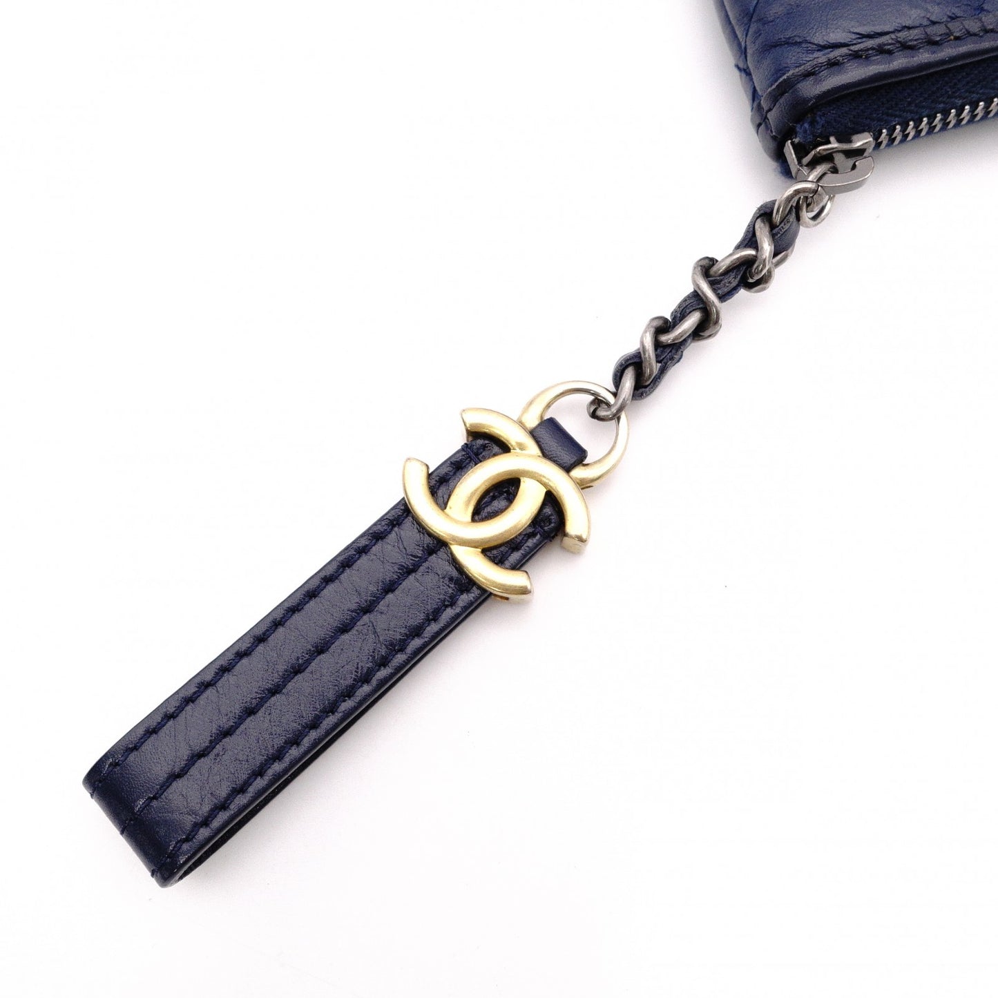CHANEL Lambskin Gabrielle Matelassé Clutch Bag, Leather, Navy Blue