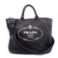 PRADA Canapa Tote Bag, Canvas, Black, 2-Way, Logo, Crossbody
