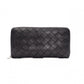 BOTTEGAVENETA Bottega Veneta Intrecciato Long Wallet, Leather, Black and Green, Men's Wallet