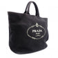 PRADA Canapa Tote Bag, Canvas, Black, 2-Way, Logo, Crossbody