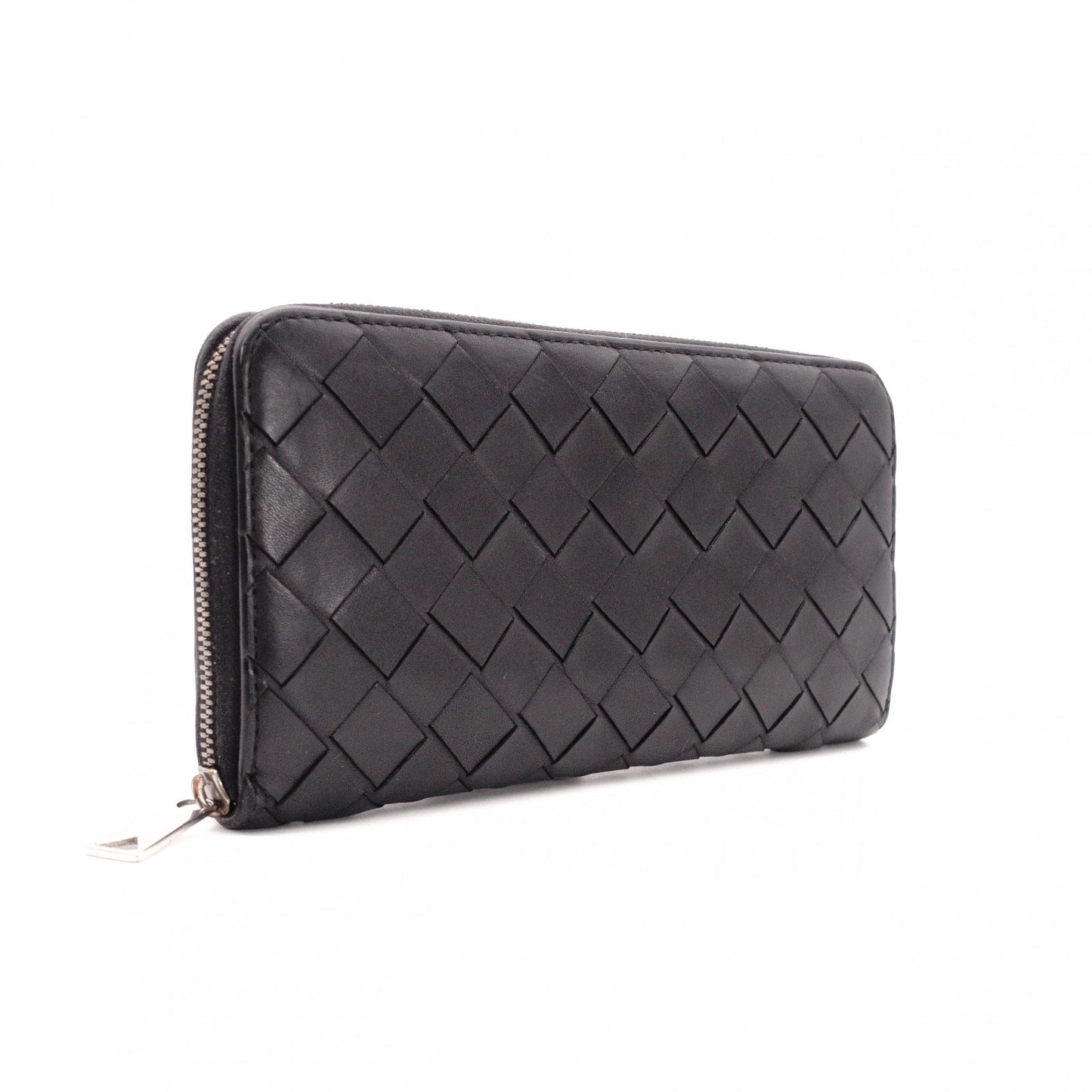BOTTEGAVENETA Bottega Veneta Intrecciato Long Wallet, Leather, Black and Green, Men's Wallet