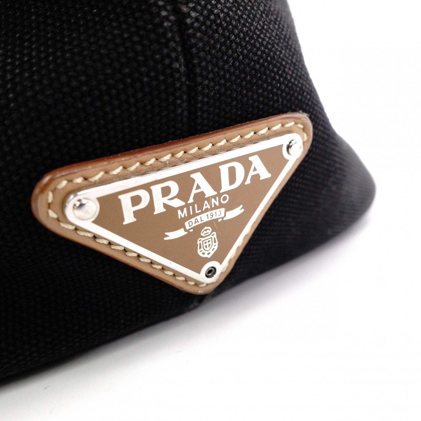 PRADA Canapa Tote Bag, Canvas, Black, 2-Way, Logo, Crossbody