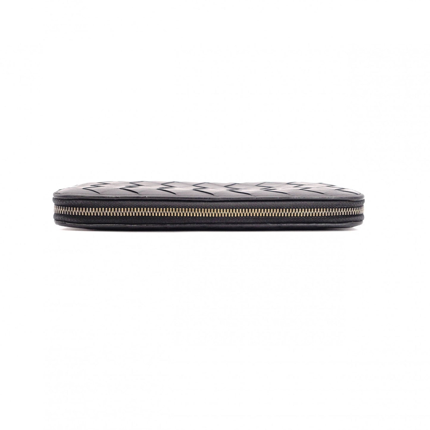 BOTTEGAVENETA Bottega Veneta Intrecciato Long Wallet, Leather, Black and Green, Men's Wallet