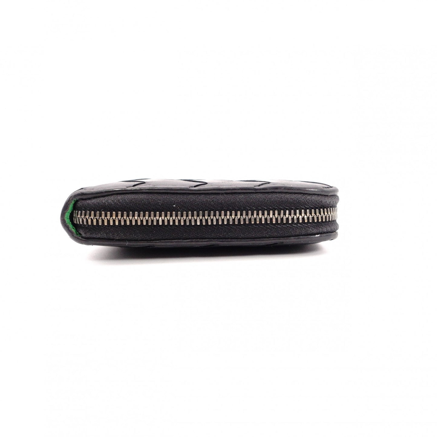 BOTTEGAVENETA Bottega Veneta Intrecciato Long Wallet, Leather, Black and Green, Men's Wallet