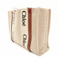 Chloe Woody Shoulder Bag Leather/Canvas Beige