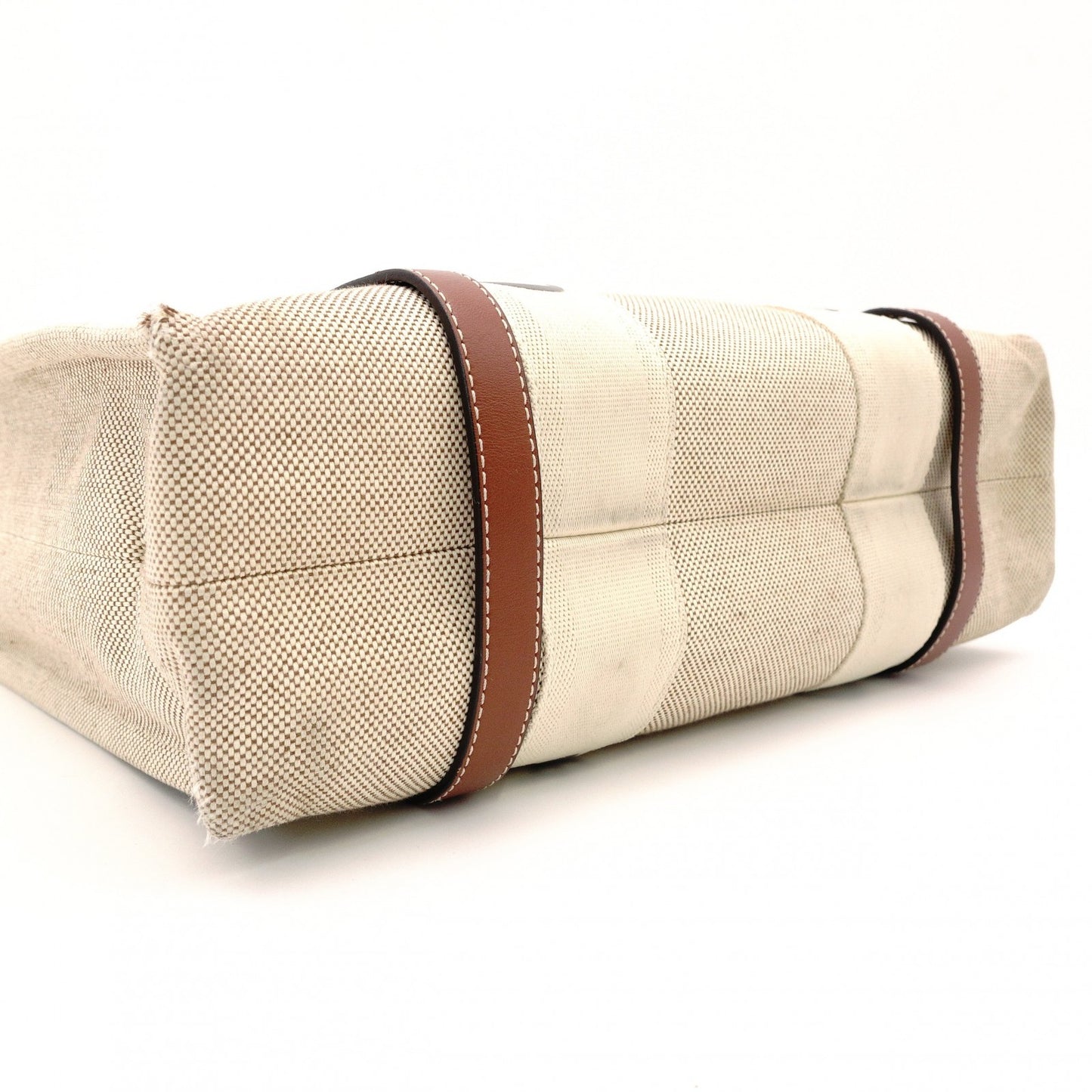 Chloe Woody Shoulder Bag Leather/Canvas Beige