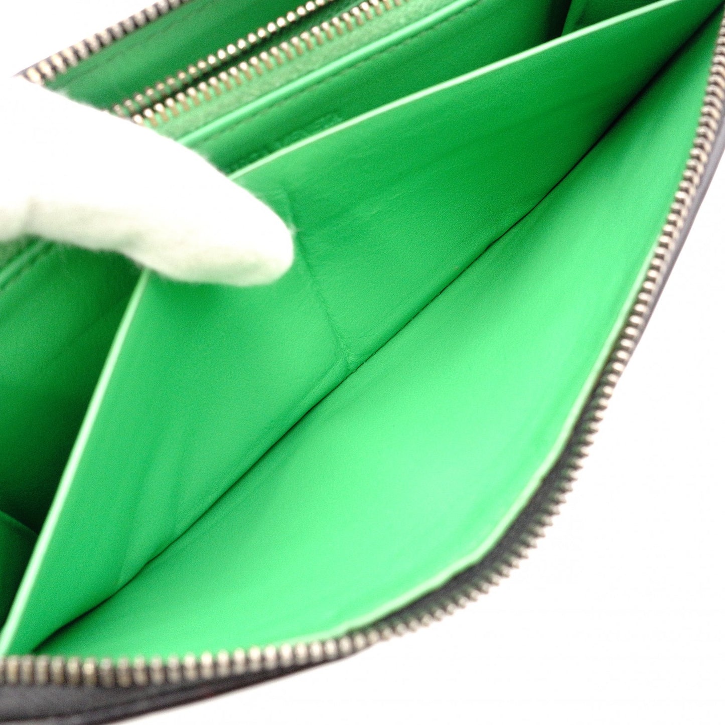 BOTTEGAVENETA Bottega Veneta Intrecciato Long Wallet, Leather, Black and Green, Men's Wallet